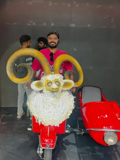 Having some fun with a decorated scooter prop backstage at the 'Kwatle Kitchen' launch. We always find time for good vibes.