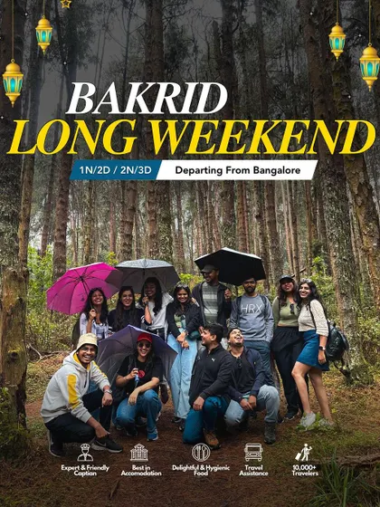 The Bakrid long weekend is coming up! We're departing from Bangalore to Coorg, Kodaikanal, Hampi, and more. Join us for a festive and fun-filled getaway.