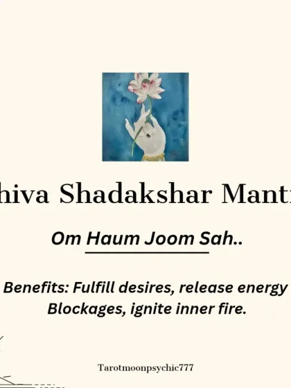 The Shiva Shadakshar Mantra, "Om Haum Joom Sah," is a powerful chant for fulfilling desires. It helps release energy blockages and ignites your inner fire or 'tapas'.