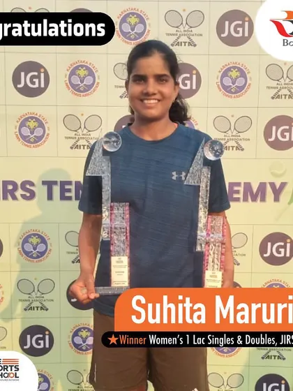 Congratulations to Suhita Maruri for dominating the court and winning both the Women's 1 Lac Singles and Doubles titles.