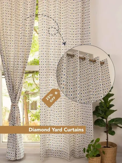 Our Diamond Yard curtains feature a sophisticated geometric print that adds texture and interest to your windows. This is your last chance to purchase this elegant design before it's retired from our collection.