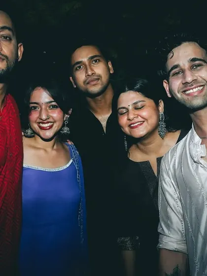 The vibe attracts the tribe. Celebrating with my crew at a Diwali gig, because the energy behind the scenes is just as important as the energy on the dance floor.