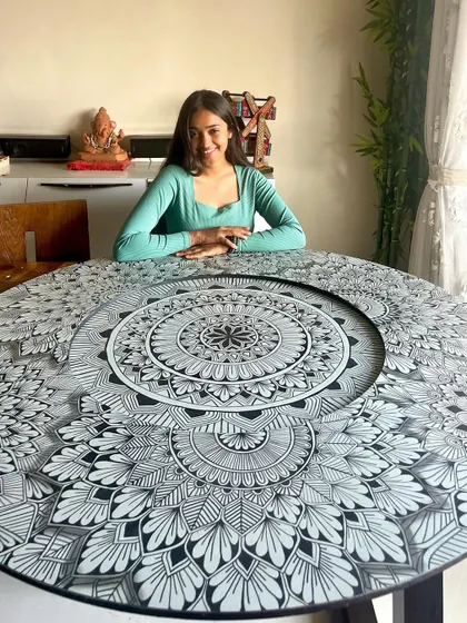 Third time's the charm. So happy with how this incredibly detailed 4 foot mandala turned out.