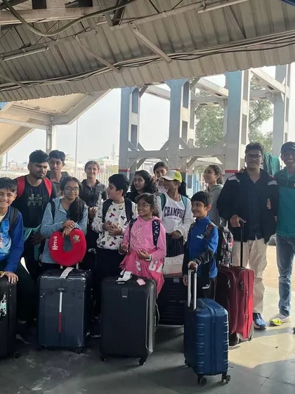 Packed and ready to go. Our athletes at the train station, embarking on a journey to a high-altitude training camp. These experiences build independence and resilience.