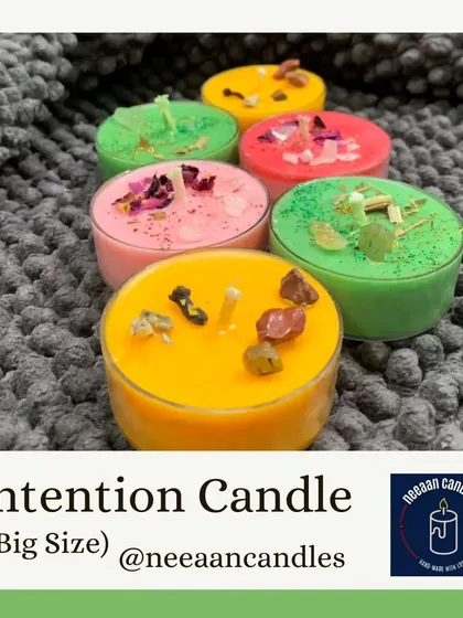 These large intention tealights are packed with herbs and crystals. They provide a powerful, focused energy to help you manifest your desires for love, money, or peace.