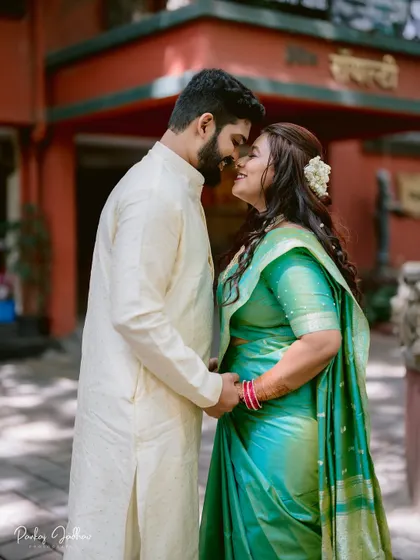 An intimate moment between Nidhi and Aditya, capturing the deep connection they share during their engagement session.