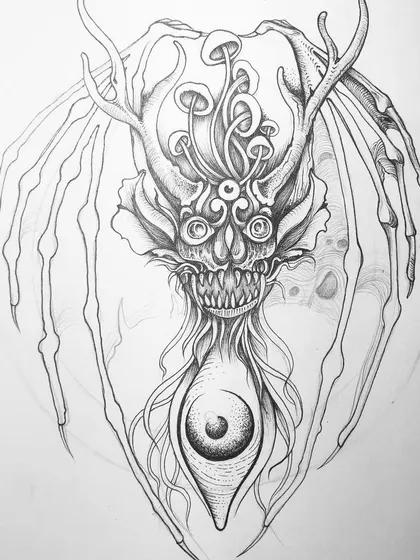 An earlier progress shot of the winged demon creature.