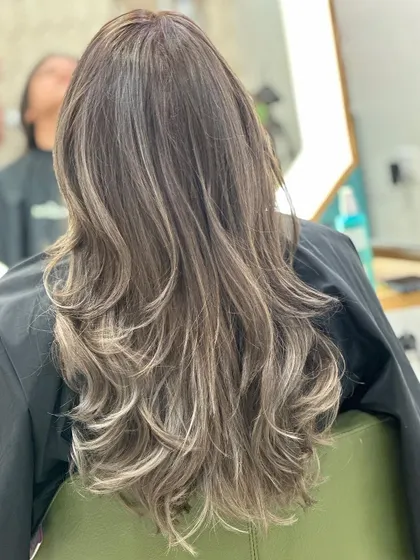 The back view again, because this ash balayage deserves to be seen from all angles.