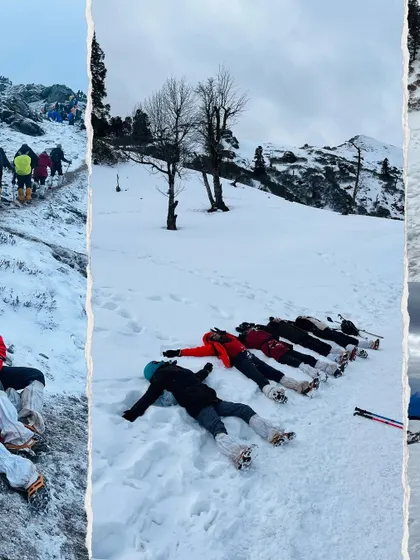 Who says trekking is all serious? Having some fun and making snow angels is a must do on the Kedarkantha trek, where you are surrounded by fresh, soft snow.