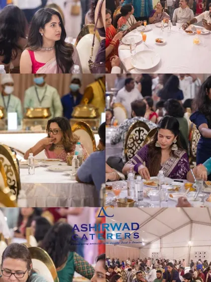 Candid moments of guests, including celebrities, savoring their meals. A full dining hall with happy faces is the best sign of a successful event.