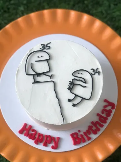 A fun and quirky bento cake with a popular meme design, perfect for sharing a laugh on a birthday.