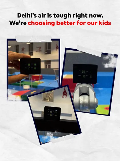 Delhi's air can be tough, but we're choosing better for our kids. We continuously monitor our indoor air quality to ensure it remains clean and safe for our young athletes.