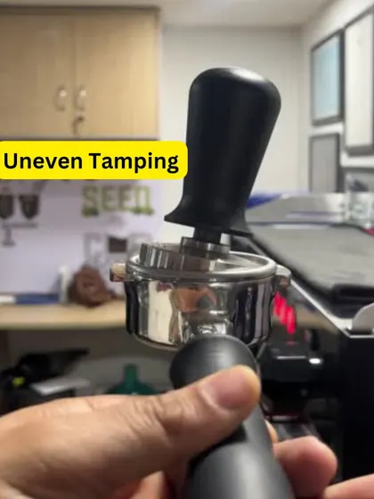 Uneven tamping leads to channeling and a bad espresso. We focus on fundamentals like this to ensure consistency and quality.