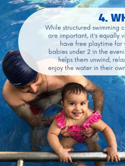 While structured classes are important, free playtime in a group setting helps young babies unwind and enjoy the water in their own way.