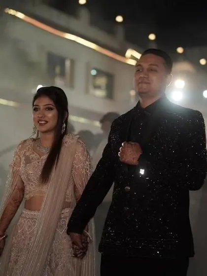 Here is another groom in one of my black designer suits. The entire jacket is handcrafted with katdana work, making it a centerpiece for a wedding reception.