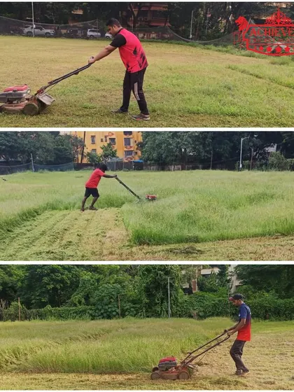 Behind every great match is a well-prepared ground. Our team meticulously mowing the field to get it ready for the season.