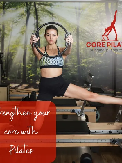 Strengthen your core with Pilates. Using the magic circle during this Reformer exercise adds a challenge for the inner thighs and deep core muscles.