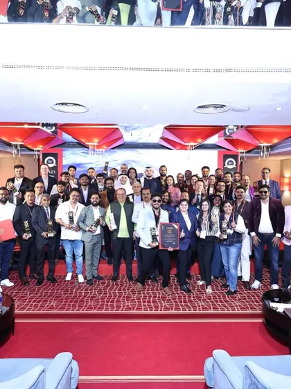 A group photo with all the winners at the Global International Architect and Builder Awards. It was inspiring to be among so many talented professionals from around the world.