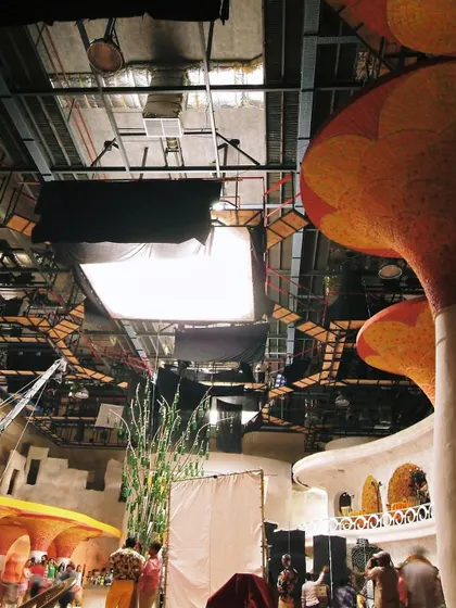Inside Yashraj Studios, a first-of-its-kind sync-sound recording studio in India. The design prioritizes acoustic excellence and versatility, with a complex lighting grid and adaptable sets to support all aspects of filmmaking.