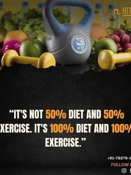 Our philosophy is simple: you can't separate diet and exercise. To achieve real, lasting results, you need to give your full commitment to both. This image, showing weights and healthy food, represents the balanced, all-in approach we take with our nutritional guidance.