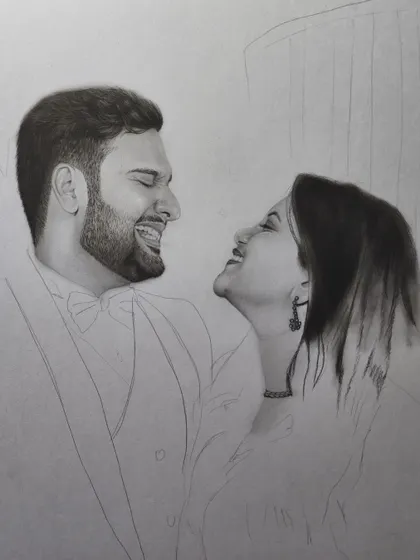 Another progress shot, illustrating how I build up layers of graphite to create realistic skin tones and expressions.