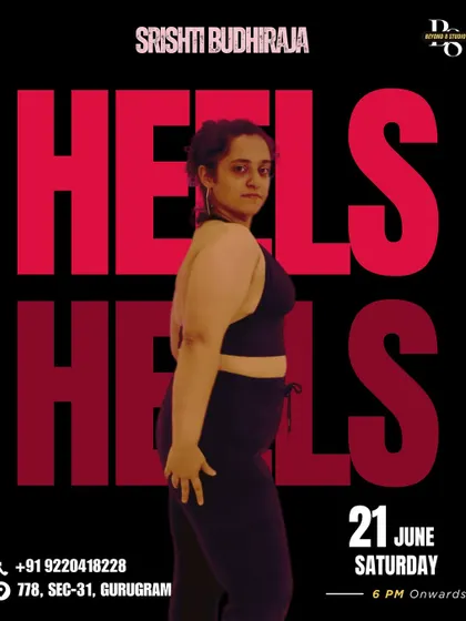 Ready to unleash your inner diva? Our Heels workshops are all about confidence, power, and owning the floor. This poster captures the bold and sassy energy of our specialized heels choreography classes.