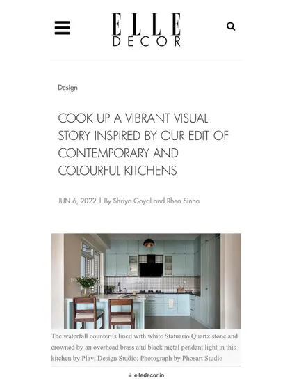 The online feature in Elle Decor, showcasing our work in an edit of contemporary and colorful kitchens.