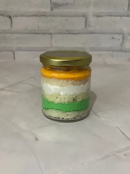 To celebrate a national holiday, I created these tricolor cake jars. The layers are colored to represent the Indian flag, offering a festive and patriotic treat for office celebrations.