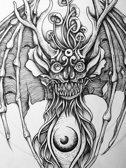A progress shot of the winged demon creature.