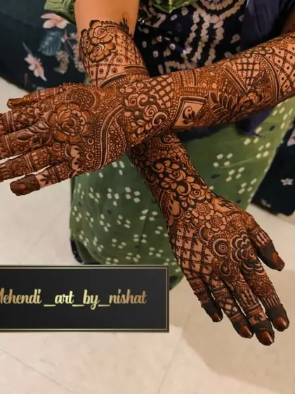 A classic full bridal design with geometric patterns and intricate fills. The clean lines and symmetry make this a timeless choice.