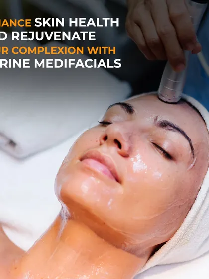 A client undergoing a Marine MediFacial. This treatment enhances skin health and rejuvenates the complexion by delivering potent, sea-sourced nutrients directly to the skin.