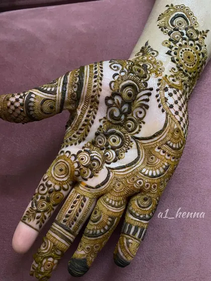 A close-up of an intricate design on the palm.