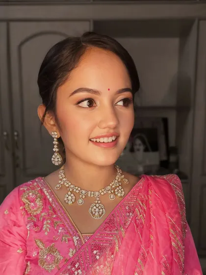 Dhvani looking radiant and happy with her final look.