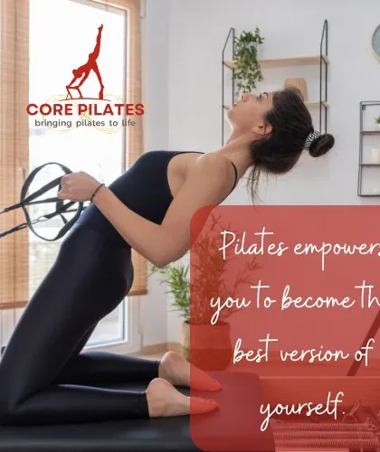 Pilates empowers you to become the best version of yourself. This kneeling backbend on the Reformer opens the chest and strengthens the back.