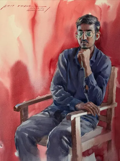 A full figure demonstration at my alma mater, Abhinav Kala Mahavidyalaya in Pune. It was a nostalgic experience painting in my old college.