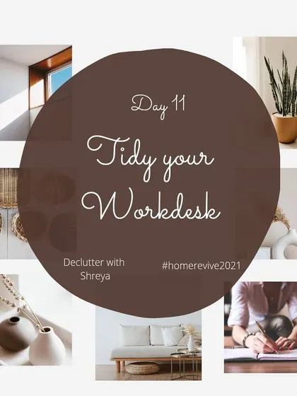 As part of my "Home Revive" challenge, I guided my followers on how to tidy up their work desk. A clean workspace emits positivity and helps you feel less overwhelmed.