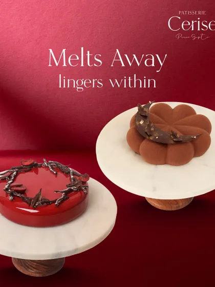 My entremets are like little daydreams. They melt away but linger within. This image of my Forêt Noire and Chocolate Dreams entremets captures that fleeting, memorable quality.