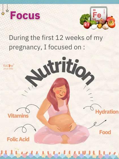 During the first 12 weeks, my focus was on nutrition. I prioritized folic acid, iron, calcium, and hydration to give my baby the best possible start.