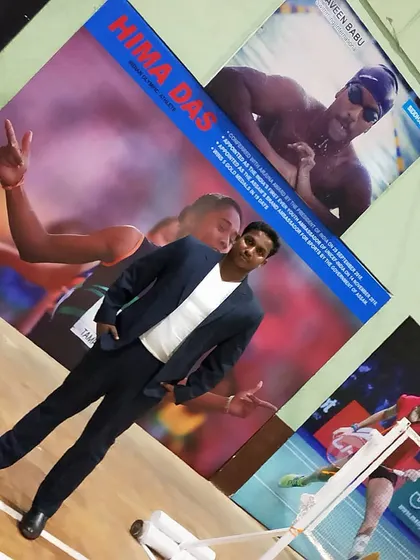 Here I am next to posters of Indian sporting heroes and one of myself. Being surrounded by greatness reminds us of the goals we are working towards every day.
