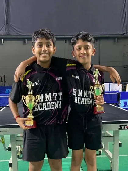 Our U-13 boys, Shriram and Sudhanva, proudly display their trophies after securing the top spots at the Mangalore state ranking tournament.