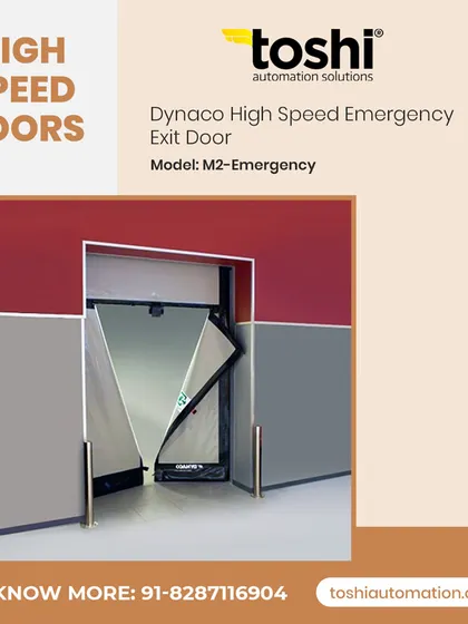 Safety is paramount. Our Dynaco M2 Emergency high speed door includes an integrated emergency exit. A simple push on the T shaped cut in the curtain splits it open, providing a clear escape route in case of an emergency.