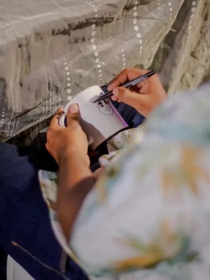 A caricature artist at work during a "Boss Baby" themed party. I love including interactive entertainment like this to make the event more memorable for guests of all ages.