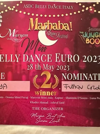 So many amazing memories from the Marhaba Belly Dance Festival in Rome! From performing as guest stars to winning 2nd place for our fusion group piece, it was an unforgettable experience. We learned so much and connected with so many beautiful souls.