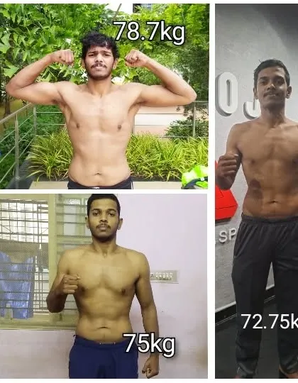 My own transformation, cutting from 78.7kg to 72.75kg in two months for a competition. I practice the same discipline with diet and conditioning that I preach to my clients.