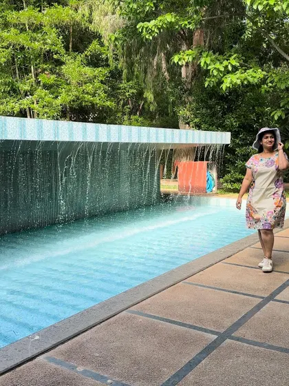 The gentle cascade of our poolside waterfall creates a soothing soundtrack for your relaxation.