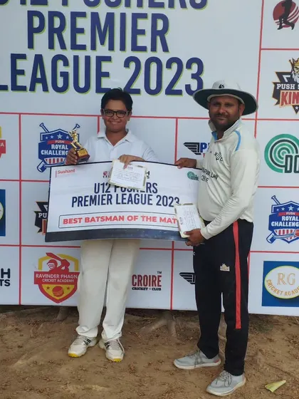 Celebrating the 'Best Batsman of the Match'. Consistent performance with the bat is built through competitive match practice.
