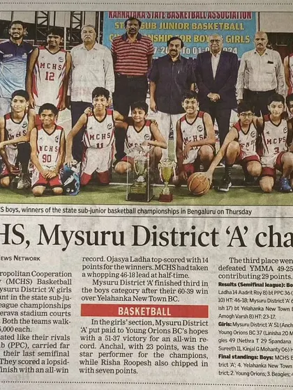 Our champions featured in the Times Network. Media coverage of the MCHS boys' and girls' triumphant performance in the state sub-junior basketball championships.