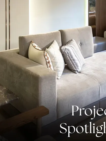 Project Spotlight: The Mittal Residence. This project captures the essence of modern minimalism, with a palette of calming neutral greys and warm brown wood accents. Our Copenhagen Sofa provides a clean, sleek anchor for the room.
