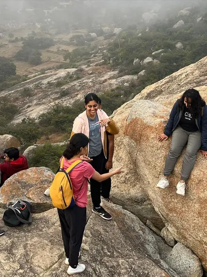 Friends enjoying the view and the rocky landscape of Antaragange.