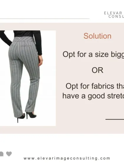 The solution for tight horizontal wrinkles is to opt for a size bigger or choose fabrics that have a good amount of stretch for a more comfortable and flattering fit.